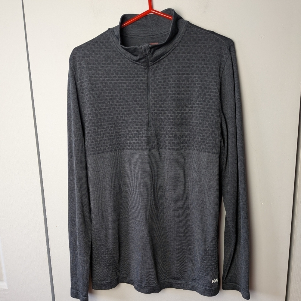 KARBON Men 1/4 Zip Crewneck Size L Dark Gray Color Sweatshirt